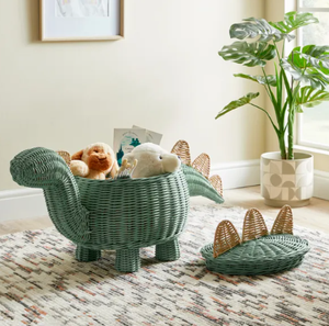 Handwoven Rattan Dinosaur <b>Storage</b> <b>Basket</b> for Kids, Cute Animal Shape <b>Wicker</b> Toy Organizer for Nursery, Playroom, and Home Decor - Product Image 5
