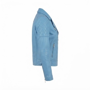 Chaqueta de Motociclista de Cuero Sintético para Mujer, Corte Ajustado, Manga Larga, Cierre de Cremallera, Cuello Camisero, Ropa de Abrigo para Primavera y Otoño - Product Image 4