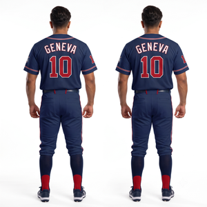 Navy Blue Polyester Mesh Full Button Baseball Jersey Customizable Sports Uniform for Amateur School League Team OEM Manufacturer - Product Image 2