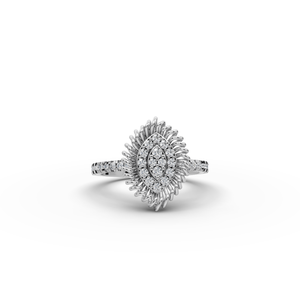 Bague de fiançailles avec diamant de laboratoire taille marquise de 1 carat, or blanc, plaqué platine, certifié IGI, design halo en spirale - Product Image 6