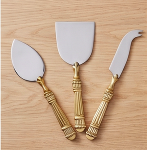 Elegant <b>Cheese</b> <b>Knife</b> <b>Set</b> With Stainless Steel Blades And Golden Handles For Sophisticated Serving Use And Hotel Use - Product Image 1