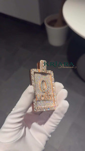 Pendentif Hiphop en Argent 925 Plaqué Or 18K Or Rose avec Moissanite, Breloque de Luxe Thème Argent, Coupe Ronde Brillante, Bijou Unisexe, Cadeau - Product Image 4