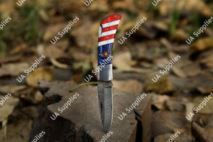 Couteau pliant professionnel artisanal en acier Damas, couteau de poche EDC tactique de chasse avec étui en cuir et manche en bois époxy, OEM - Product Image 5