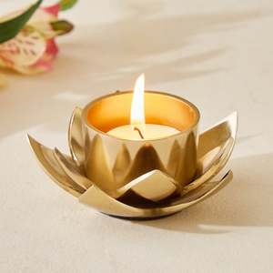 Support de Bougie Chaude Soma Pema Lotus Doré, Artisanat Écologique et Durable, Décoration Religieuse pour la Maison - Product Image 4