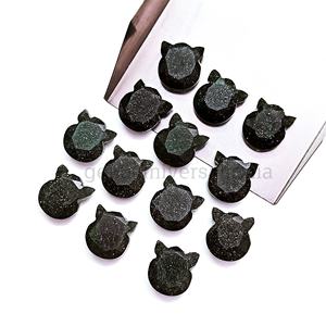 Piedra solar negra natural hecha a mano con forma de gato, abalorios tallados para la fabricación de joyas, escultura de animales de cristal, figuritas de piedra solar a granel - Product Image 4