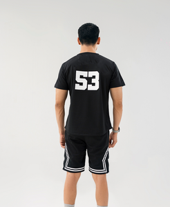 กางเกงขาสั้นผู้ชายสีดำ ผ้าแคนวาส ระบายอากาศได้ดี เอวยางยืด ทรงกลางลำตัว สไตล์ลำลอง - Product Image 3