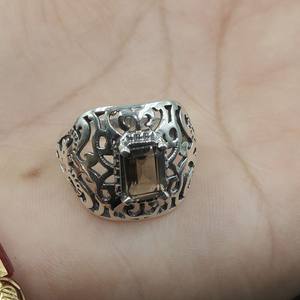 Smokey Quartz <b>Statement</b> <b>Ring</b> 925 Sterling Silver Handmade Vintage Filigree Wide Band Boho Men Women Jewelry Gift for Him Unisex - Product Image 3