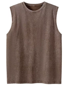 Débardeur sans manches en coton tricoté 100% lavé pour homme, col rond, style décontracté, pour la gym et la course à pied - Product Image 3