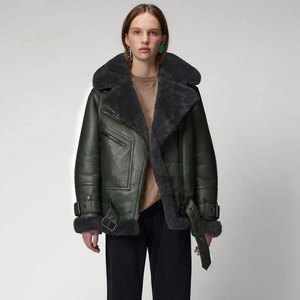 Premium Quality <b>Women's</b> Shearling Leather Jackets Breathable Eco-Friendly Winter Cold <b>Weather</b> Travel Style - Product Image 4