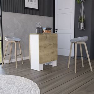 โต๊ะอาหารพับได้ Evart สีขาว/สีแมคคาเดเมีย สำหรับห้องนั่งเล่น โซลูชั่นที่หรูหราและประหยัดพื้นที่ - Product Image 3