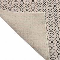 Tapis en laine DECORDEC motif géométrique ivoire noir rouille, écologique, antidérapant, moderne, tribal, linéaire, tufté à la main, épais