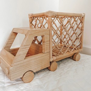 Jouets en rotin naturel au prix le plus bas pour bébés, camions et voitures miniatures tressés pour jeux de rôle - Product Image 2