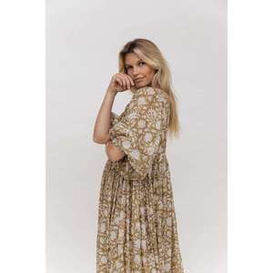 <b>Boho</b> Maxi <b>Dress</b> Women Floral hand Print Short Sleeve V Neck Loose Casual <b>Summer</b> Beach Holiday <b>Dress</b> - Product Image 2