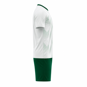 Men's White Green Soccer Jersey Set V-Neck Short Sleeve Geometric Print Moisture Wicking Polyester Uniform All Seasons Athletic - Product Image 4