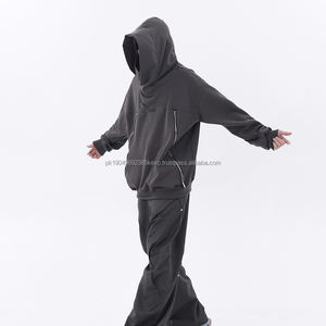 Wholesale high quality <b>oversize</b> <b>hoodie</b> <b>For</b> <b>Man</b> vintage drop shoulder <b>hoodie</b> customize high neck face pullover thick <b>hoodie</b> - Product Image 3