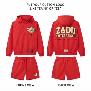 Ensemble coupe-vent à capuche pour homme ZAINI ZI-102, tissu polyester/nylon 300g, séchage rapide, résistant à l'eau, kaki, logo personnalisé sur le devant - Product Image 1