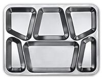 Plateau de repas rectangulaire classique en acier inoxydable à 5 compartiments, écologique, style Thali indien, avec couvercle, pour camping