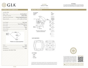 Diamante natural de corte cojín, color marrón rosado, 0.66 quilates, claridad VS2, certificado por GIA, para la elaboración de joyas. - Product Image 2