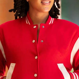 Chaqueta Varsity Acolchada Holgada de Lana 100% de Alta Calidad para Invierno, con Cuello Alto de Piel de Oveja, Estilo Casual Urbano para Mujer - Product Image 5