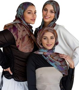 Floral Chiffon Hijab Digital <b>Print</b> Breathable Spring Summer <b>Islamic</b> Scarf Adult Women Headwear - Product Image 2