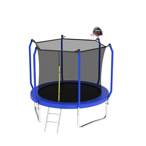 8FT ASTM Approved Outdoor <b>Trampoline</b> with Basketball Hoop Reinforced Type and Enclosure Net Fun <b>Jumping</b> Toy - Product Image 2