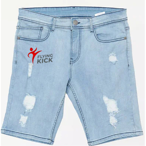 Custom Distressed Embroidery Men Fashion Jorts High Quality Washed Baggy Jorts Acid Wash Double Hem Denim Shorts - Product Image 1