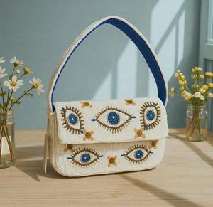 Bolso de mano tipo clutch de cuero genuino con cuentas, hecho a mano, estilo vintage, para mujer, para verano e invierno, God Grace, con caja de regalo. - Product Image 5