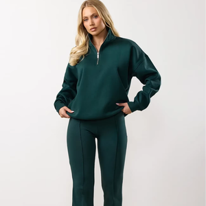 <b>Womens</b> high neck zip up tracksuit set fleece <b>jacket</b> and joggers cozy warm outfit ideal for gym travel or winter lounge wear - Product Image 1