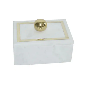 Caja de Joyería de Mármol de Diseño Exclusivo con Tapa y Asa de Latón, Porta Joyas Cuadrado con Tapa, Regalo de Boda o Cumpleaños - Product Image 6
