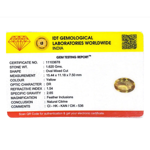 Natural Faceted Oval Cut Citrine Gemstone-8.1 Carat Certified Wholesale Yellow - Product Image 4