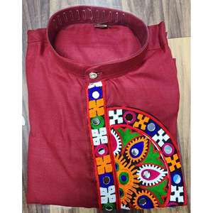 ชุดนอนผ้าคอตตอนสีน้ำตาลเข้มของผู้ชายปักลายงานแฟนซี - Product Image 3