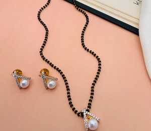 Último diseñador tradicional chapado en oro AD Mangalsutra colgante perla piedra cuentas joyería para boda compromiso o regalo - Product Image 1