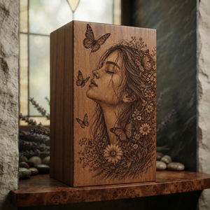 Urna Funeraria de Madera de Nogal Personalizada, Caja Conmemorativa para Cenizas, Recipiente con Grabado de Mariposas y Flores para Guardar Recuerdos de Bebés, Mascotas y Adultos - Product Image 6