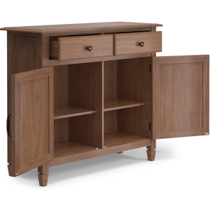 Impresionante Gabinete de Madera Marrón de Dos Puertas con Patas de Madera Sólida, Elegante Mueble de Almacenamiento para Sala de Estar, Dormitorio y Entrada - Product Image 2