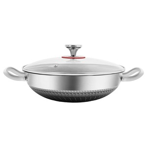 Round Enamel Coated Frying <b>Pan</b> With Glass Lid Nonstick Aluminum Alloy Handle For Gas <b>And</b> Induction Cooker - Product Image 6