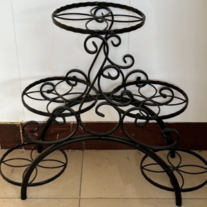 Support de plantes vintage en fer forgé pour vélo, avec 5 pots, support de pot de fleurs circulaire à 3 niveaux pour intérieur/extérieur, décoration artisanale de jardin - Product Image 3