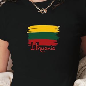 Camiseta corta de moda para mujer con bandera lituana - Product Image 2