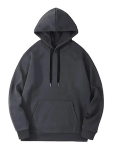 Sweat-shirt à capuche gris foncé pour homme, motif imprimé à la main coloré, logo numérique sur le devant, poche, en polaire décontracté, idéal pour l'automne - Product Image 3