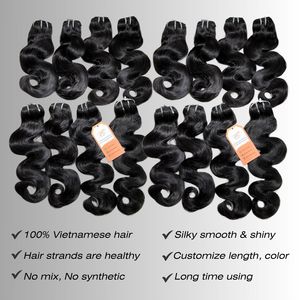 Venta al por mayor de alta calidad 12A grado Remy cuerpo ondulado vietnamita virgen extensiones de cabello humano sin procesar cabello crudo tipo de trama - Product Image 4