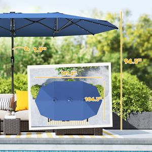 Ombrellone Solare a LED per Patio con Doppia Illuminazione per Uso Esterno - Product Image 3