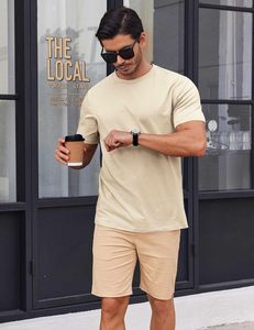Camiseta de Algodón de Primera Calidad para Hombre, Tejida, Lisa, de Manga Corta, Cuello Redondo, Informal, Ecológica, de Secado Rápido, Suave, Transpirable y Cómoda, 220g - Product Image 2