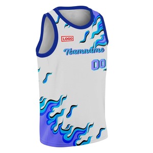 Custom Blue Flame Basketball Jersey Sublimation Fire Print Basketball Uniform Men Mesh Breathable Team Sportswear Training <b>Shirt</b> - Product Image 1