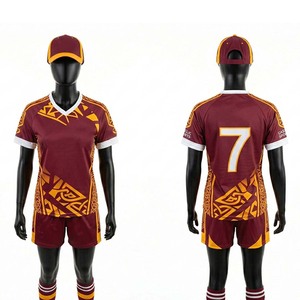 Maillot de rugby imprimé au design original, rouge, ensemble maillot et short de rugby, tailles homme, femme, jeune et adulte, avec option OEM – Vente chaude - Product Image 6