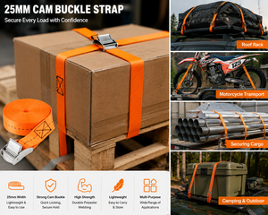 Cam Buckle Tie Down Strap 25mm Polyester 250kg for <b>Cargo</b> Securing Heavy Duty Factory Direct OEM Supplier - Product Image 2