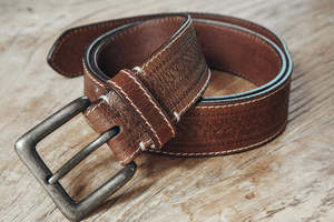 Ceinture pour homme en cuir de vachette de haute qualité, boucle carrée en cuivre, double couture, tressée, 35 mm, texture fine, usage quotidien décontracté - Product Image 2