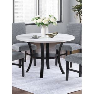 Moderno elegante Set da pranzo 5 pezzi tavolo bianco con ripiano inferiore e fendinebbia sedie in velluto a coste per cucina e sala da pranzo - Product Image 3