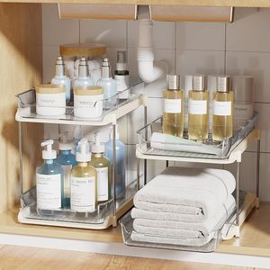 Organizzatori impilabili a 2 livelli per lavabo, contenitori multiuso per dispensa da cucina e armadietto estraibile per medicinali - Product Image 1