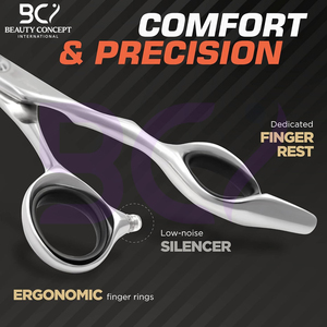 Ciseaux de coiffure en acier inoxydable de qualité supérieure, tendance et durables, pour une coupe fluide avec repose-doigts confortable - Product Image 3