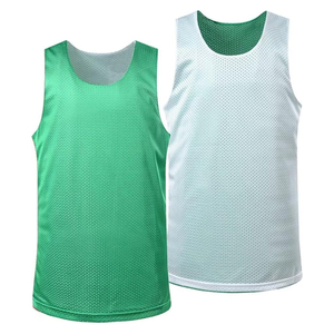 เสื้อบาสเก็ตบอลตาข่ายสีเขียวสีขาวแบบไม่มีแขนเสื้อคอกลมระบายอากาศได้สำหรับผู้ใหญ่ทุกฤดูกาลชุดกีฬา - Product Image 1