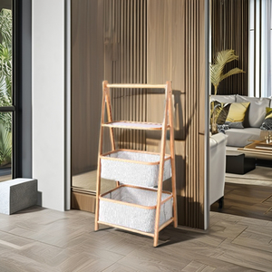 Cesta plegable de bambú de fabricante directo Estante de cesta de almacenamiento multifunción de Venta caliente - Product Image 1